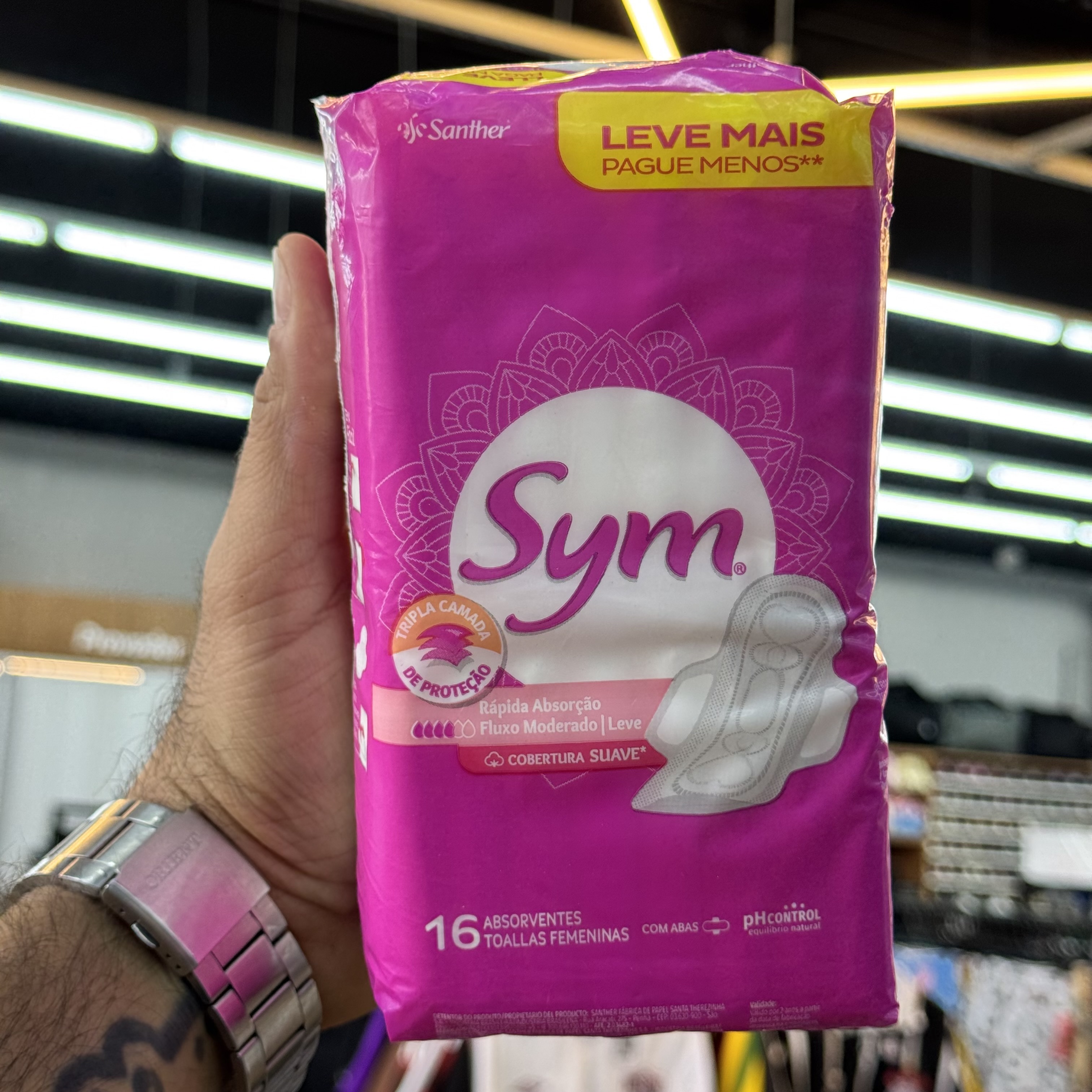 ABSORVENTE SYM SUAVE C/ABAS ROSA 16UN