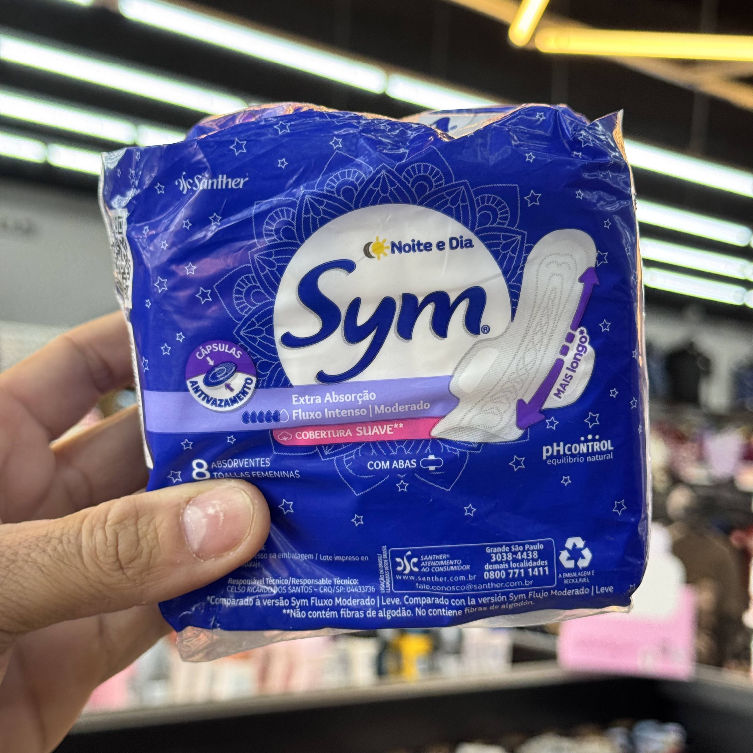 ABSORVENTE SYM SUAVE NOITE E DIA C/ABAS 8UN 