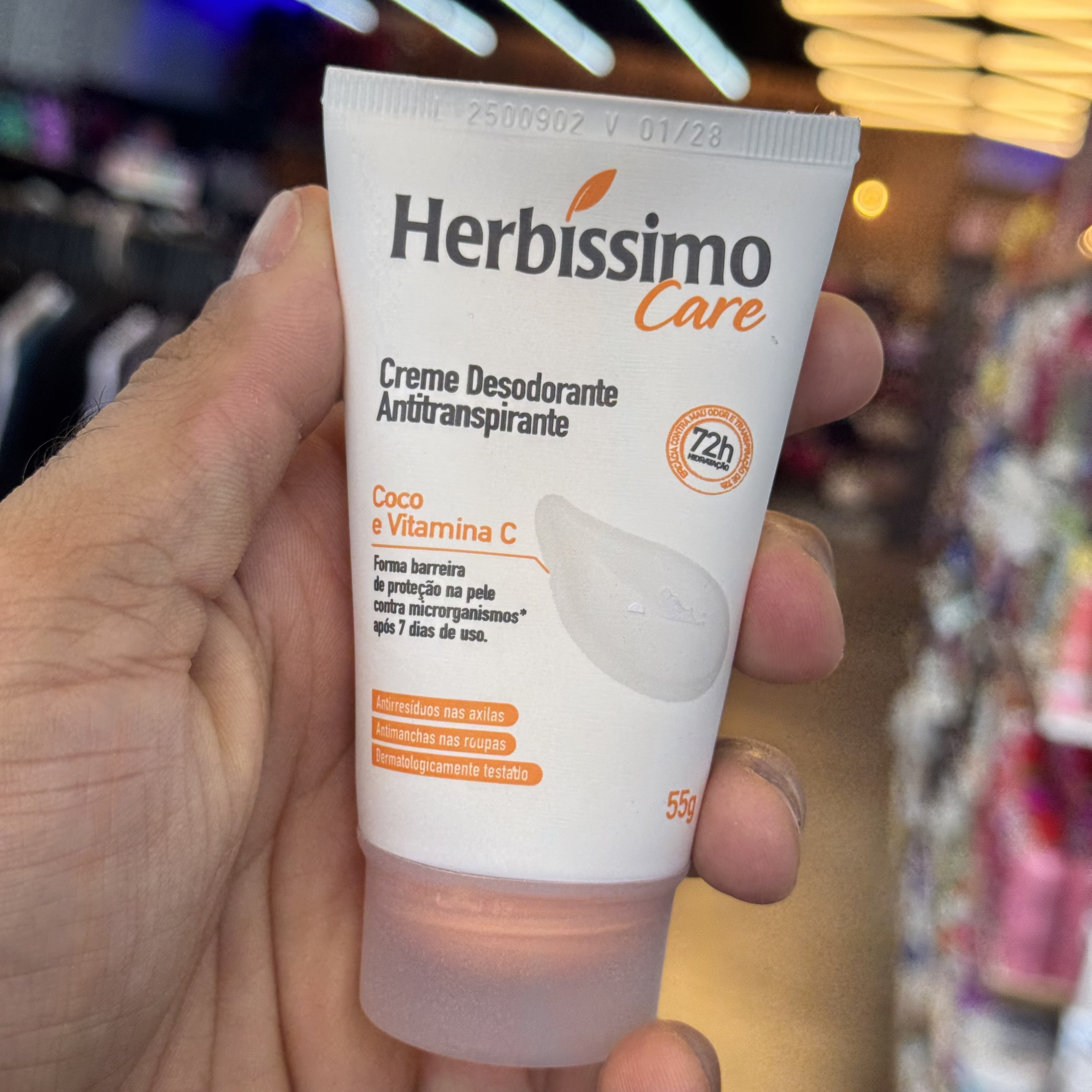 Antitranspirante em Creme Herbíssimo Care Coco e Vitamina C 55g