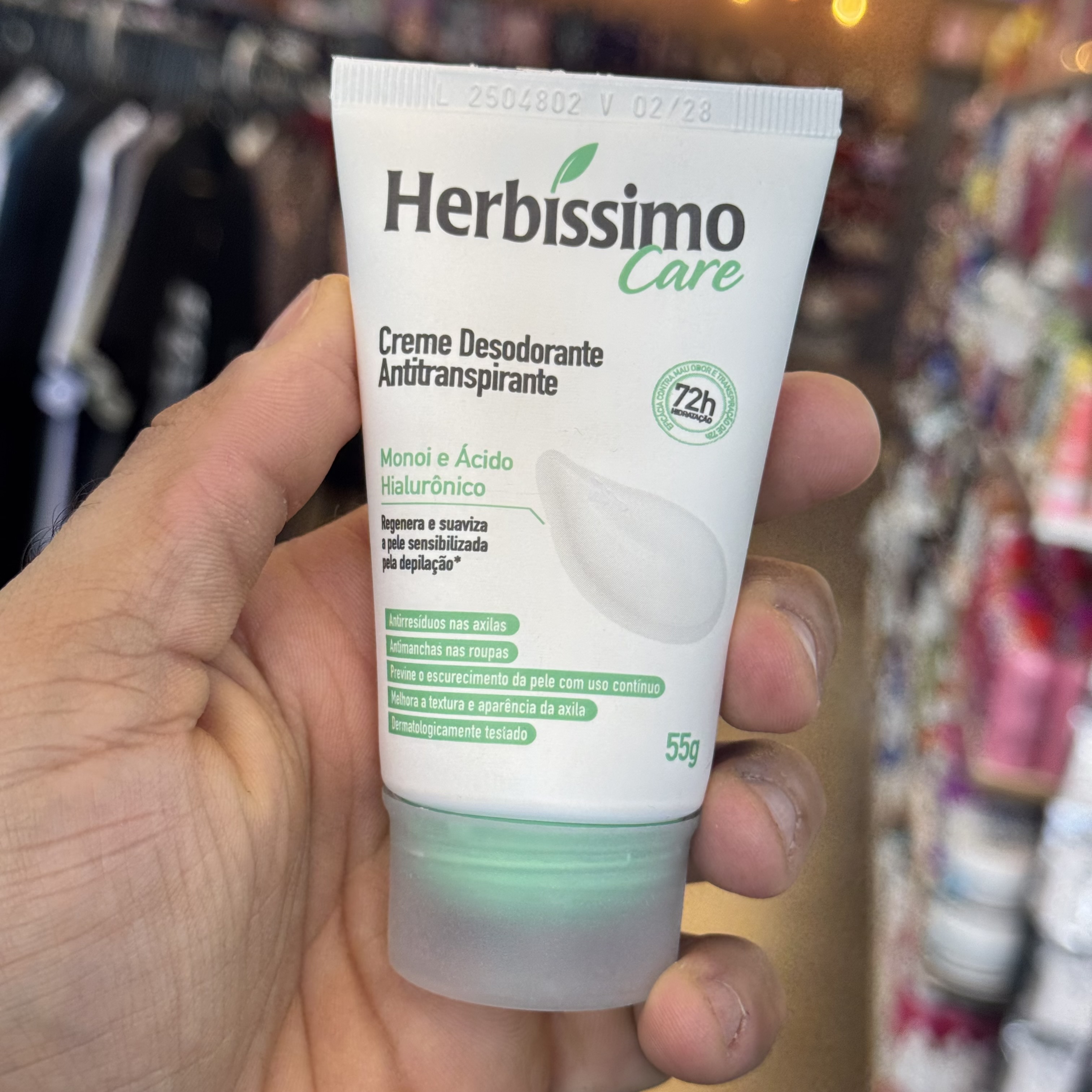 Antitranspirante em Creme Herbíssimo Care Monoi 55g