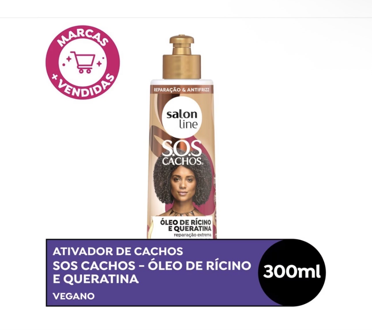 Ativador de Cachos Óleo de Ricino e Queratina Salon line 300ml