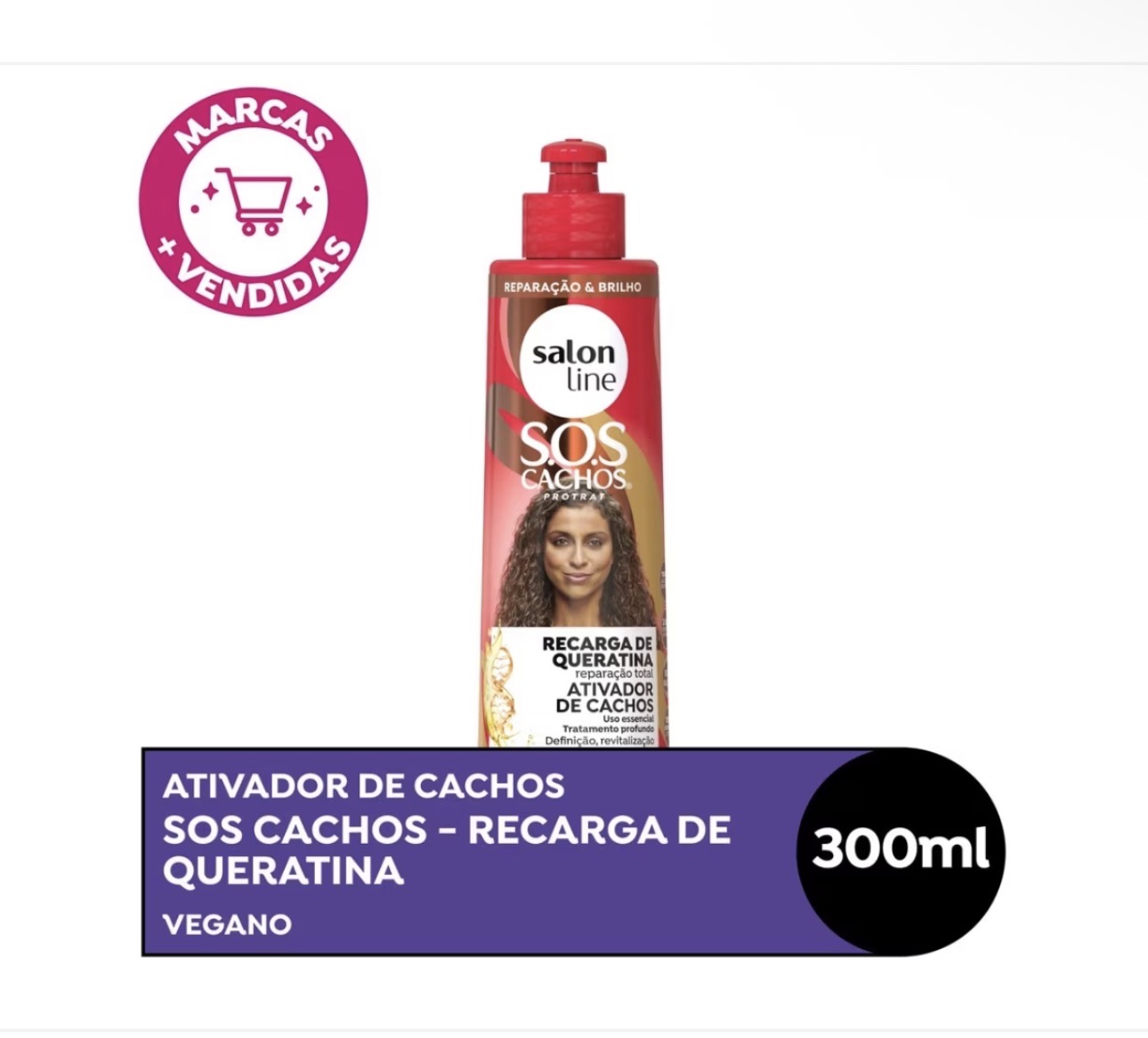 Ativador de Cachos Recarga de Queratina Salon line 300ml