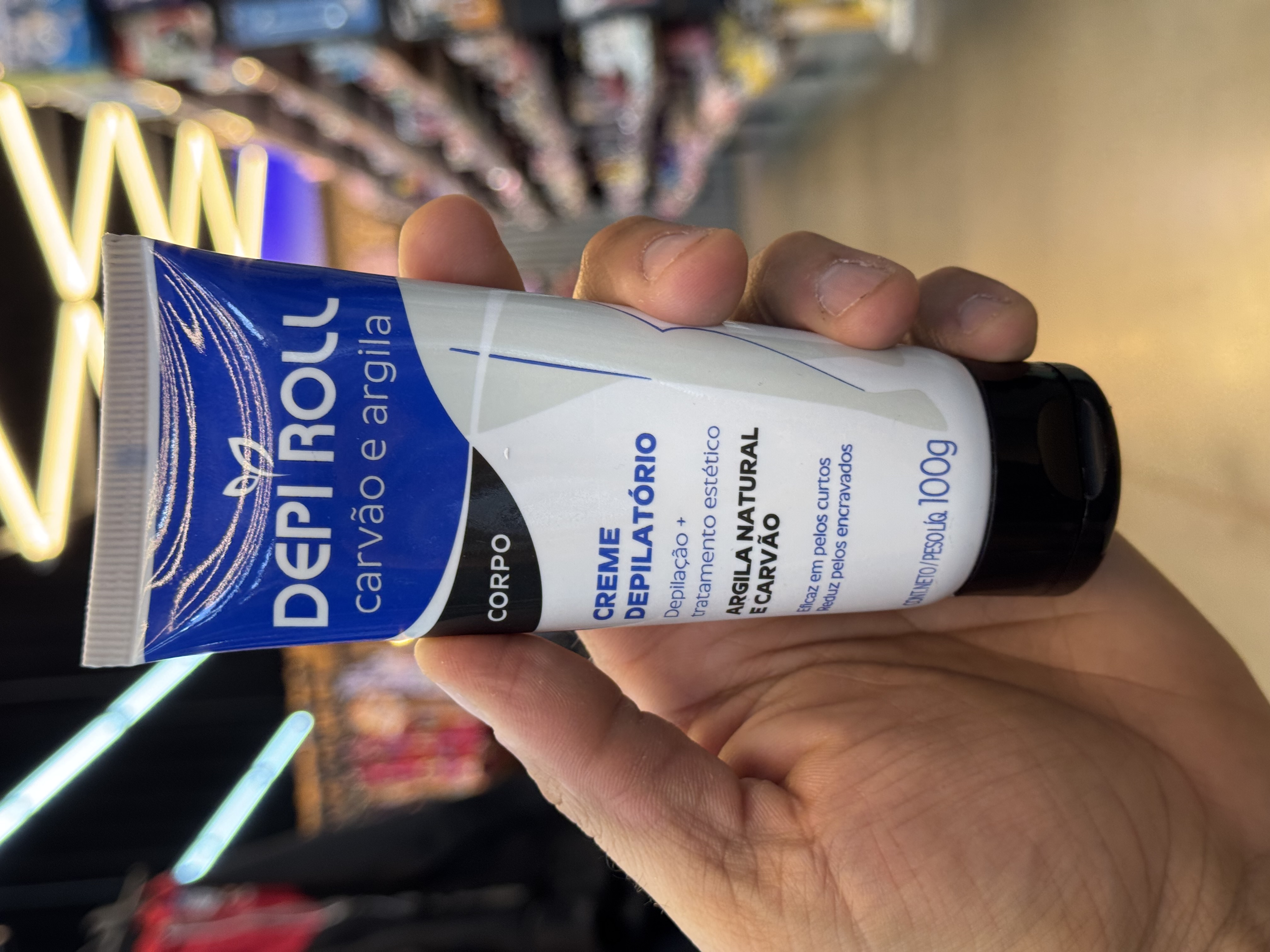 CREME DEPILATORIO DEPI ROLL CORPORAL CARVAO/ARGILA 100g