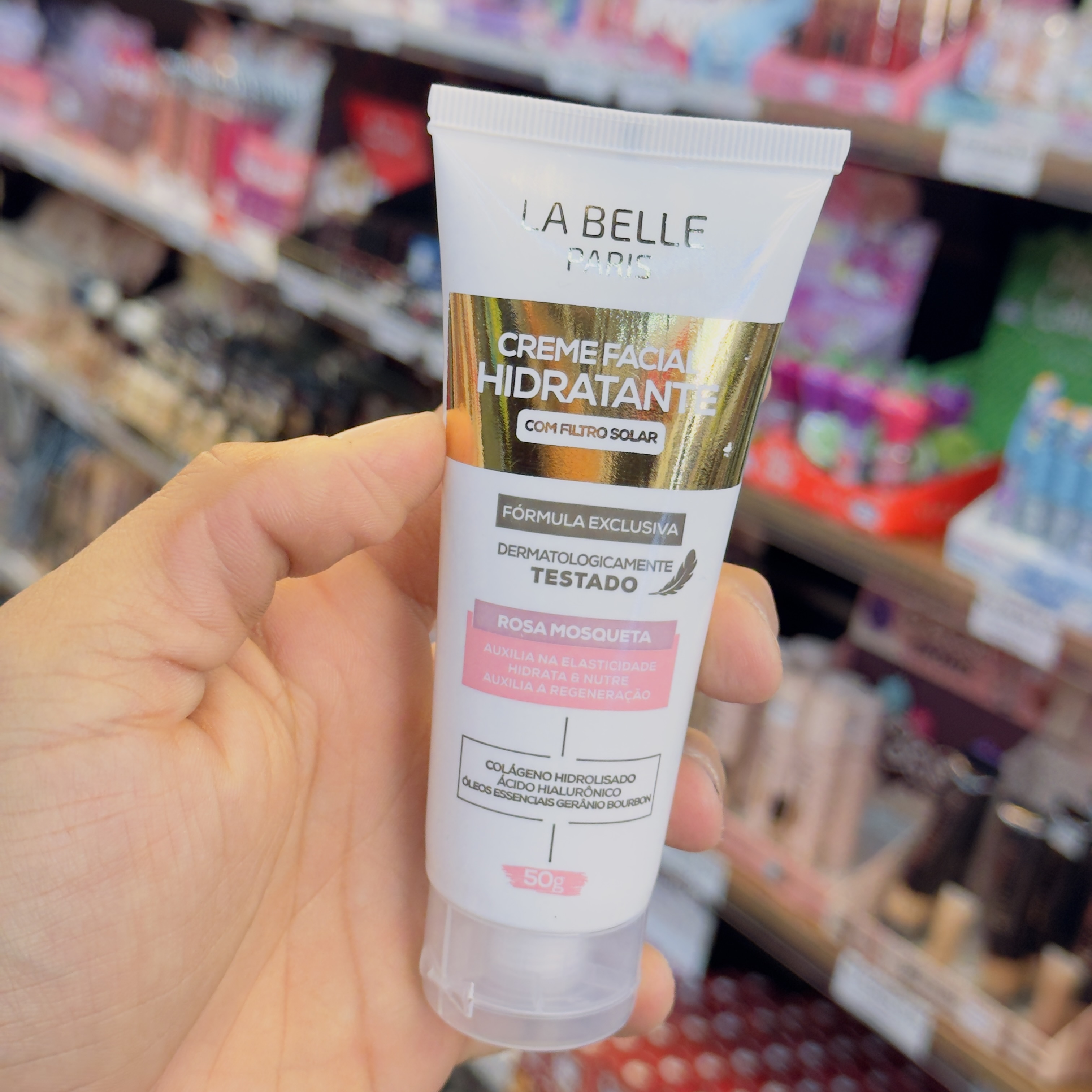 Creme Facial Hidratante com filtro solar Rosa Mosqueta La Belle Paris 50g