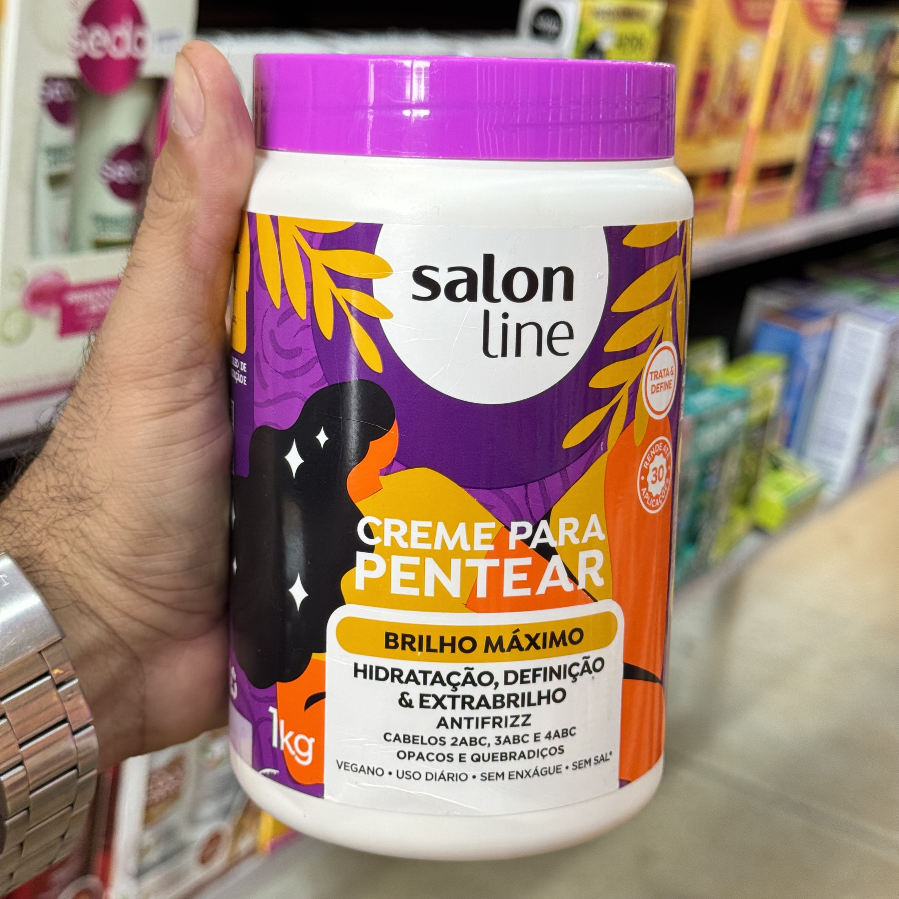 Creme Para Pentear 1Kg Brilho Máximo Salon Line