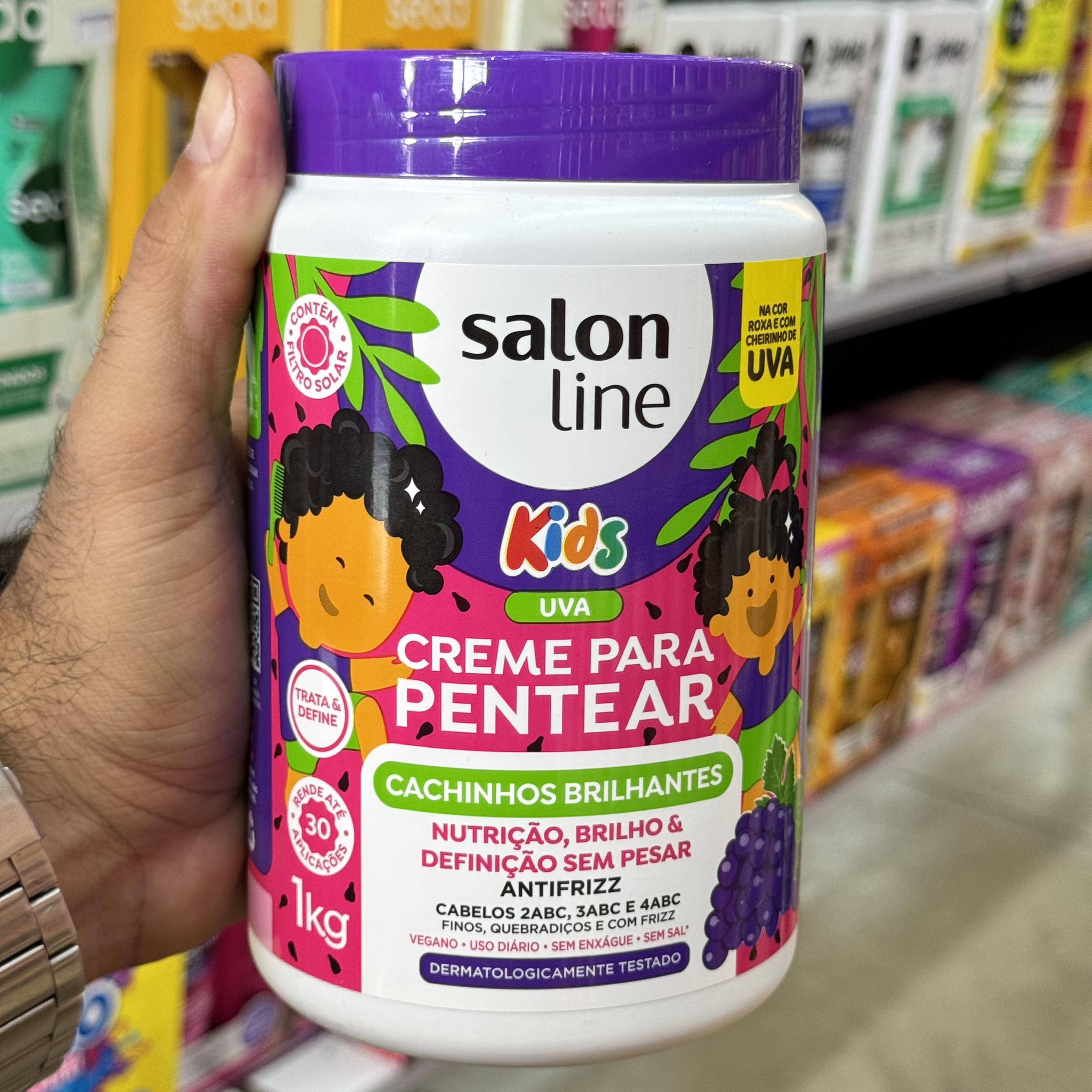 Creme Para Pentear 1Kg Cachinhos Brilhates Uva Salon Line