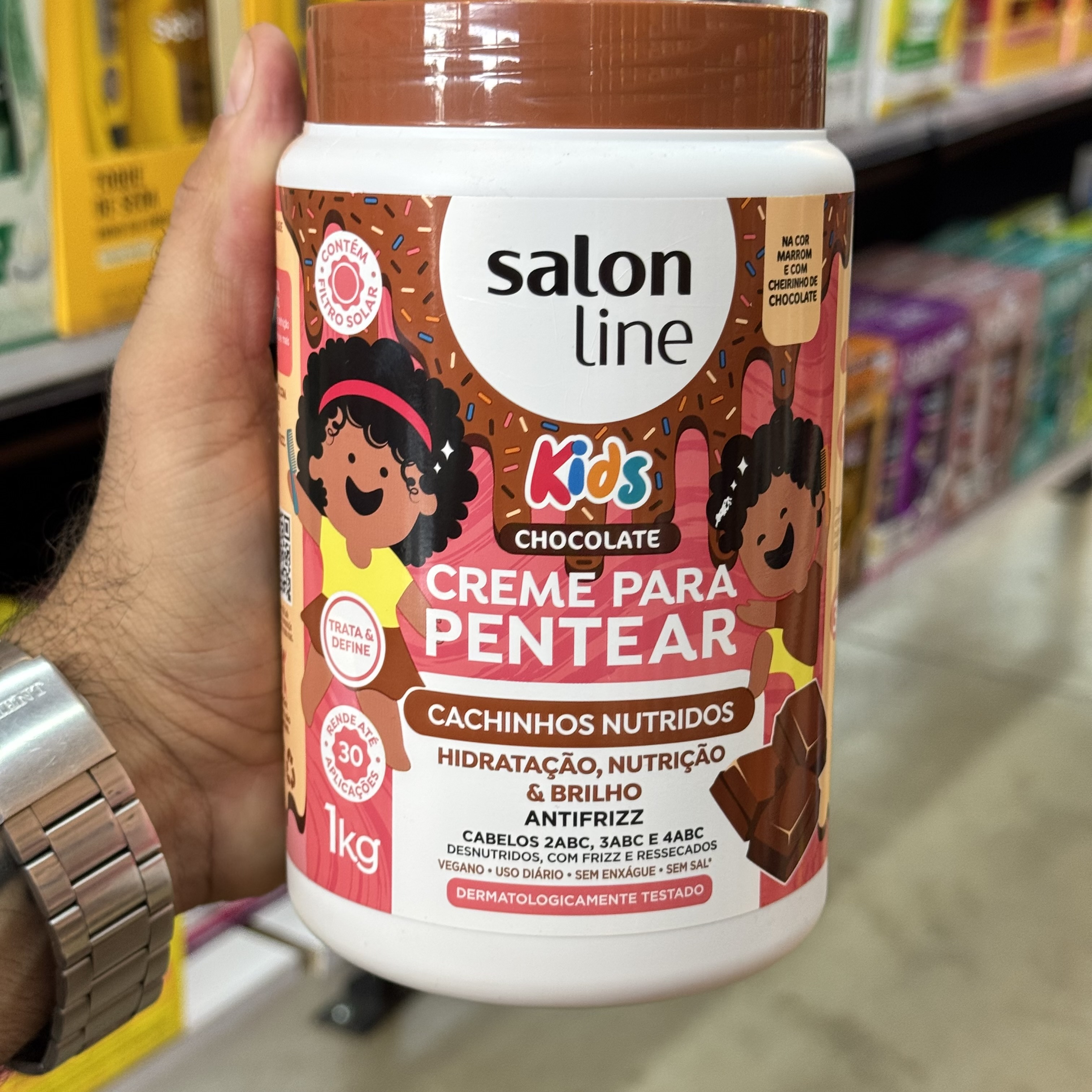 Creme Para Pentear 1Kg Cachinhos Nutridos Chocolate Salon Line