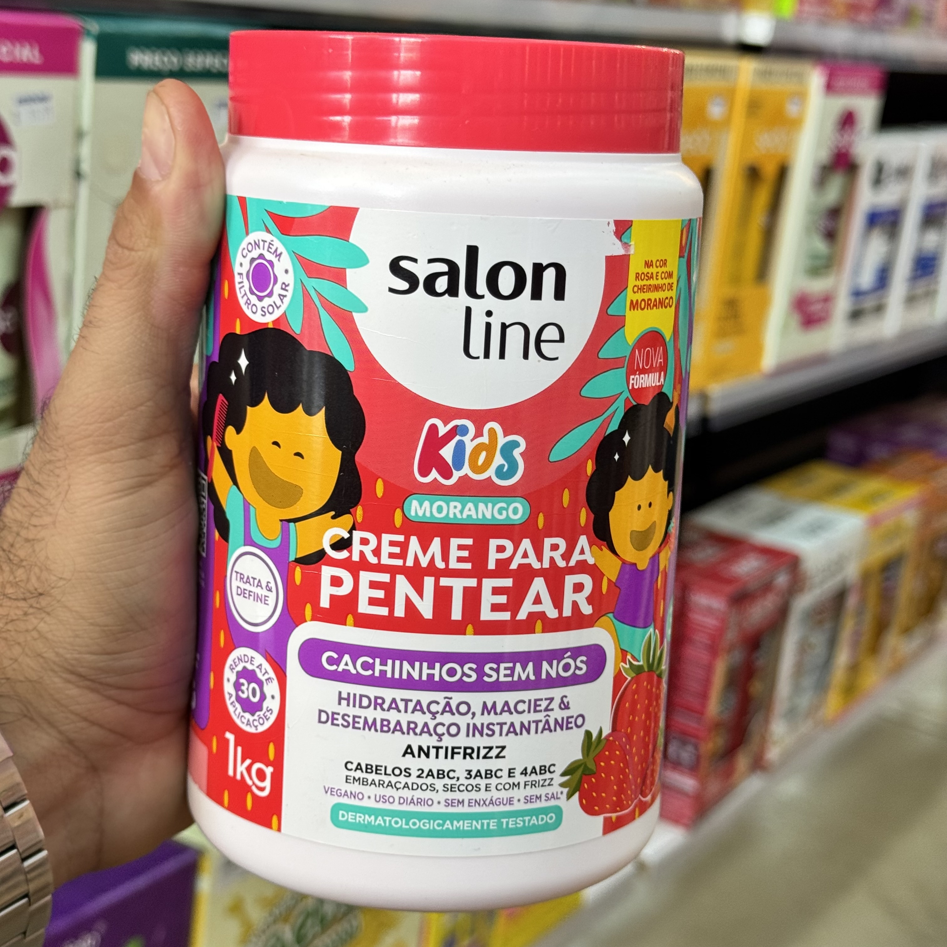 Creme Para Pentear 1Kg Cachinhos sem Nó Morango Salon Line