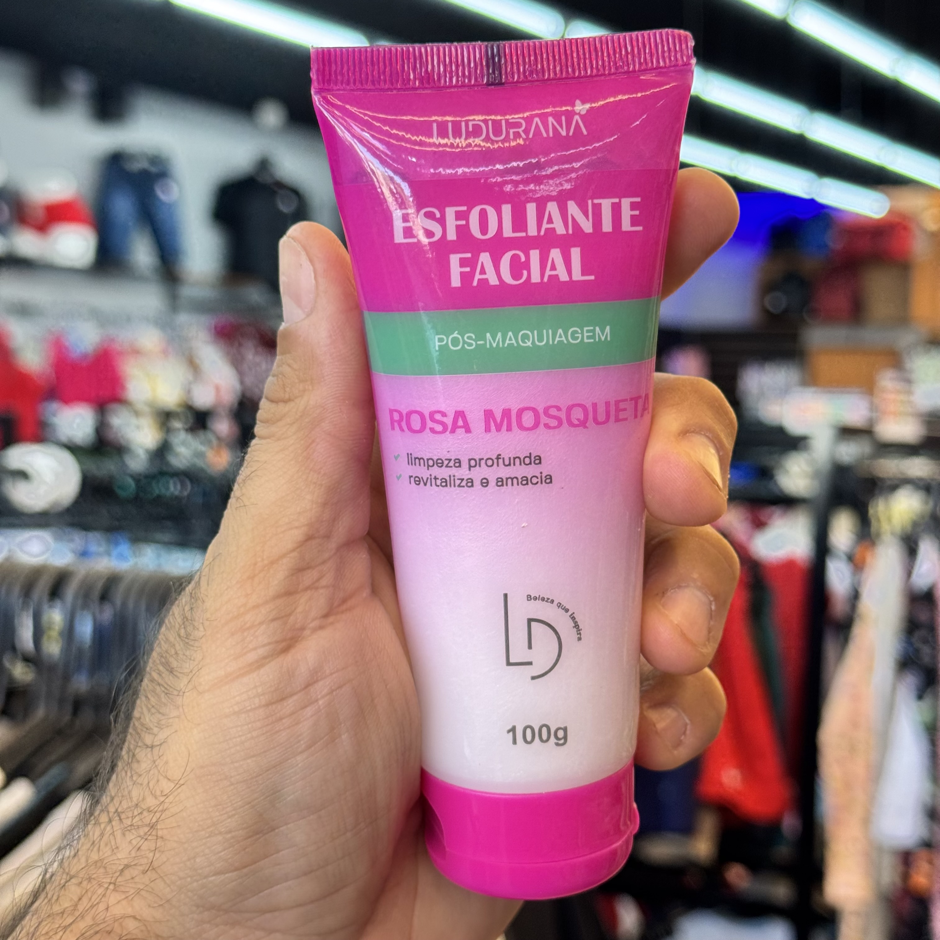 Esfoliante Facial Pós maquiagem rosa mosqueta ludurana b00134