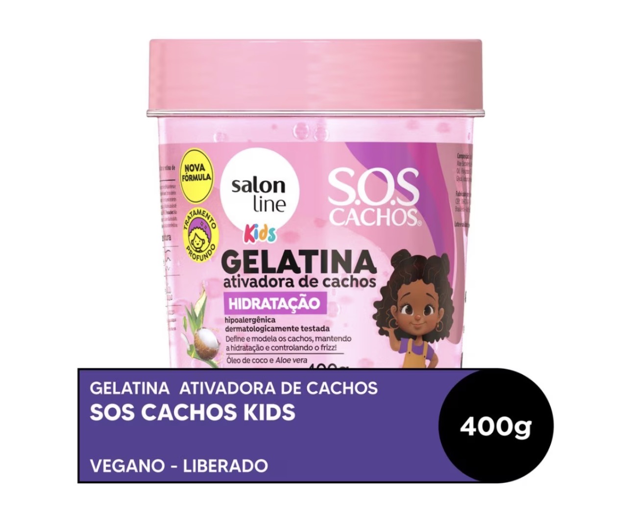 Gelatina Salon Line Infantil Ativadora de Cachos Hidratação 4000g