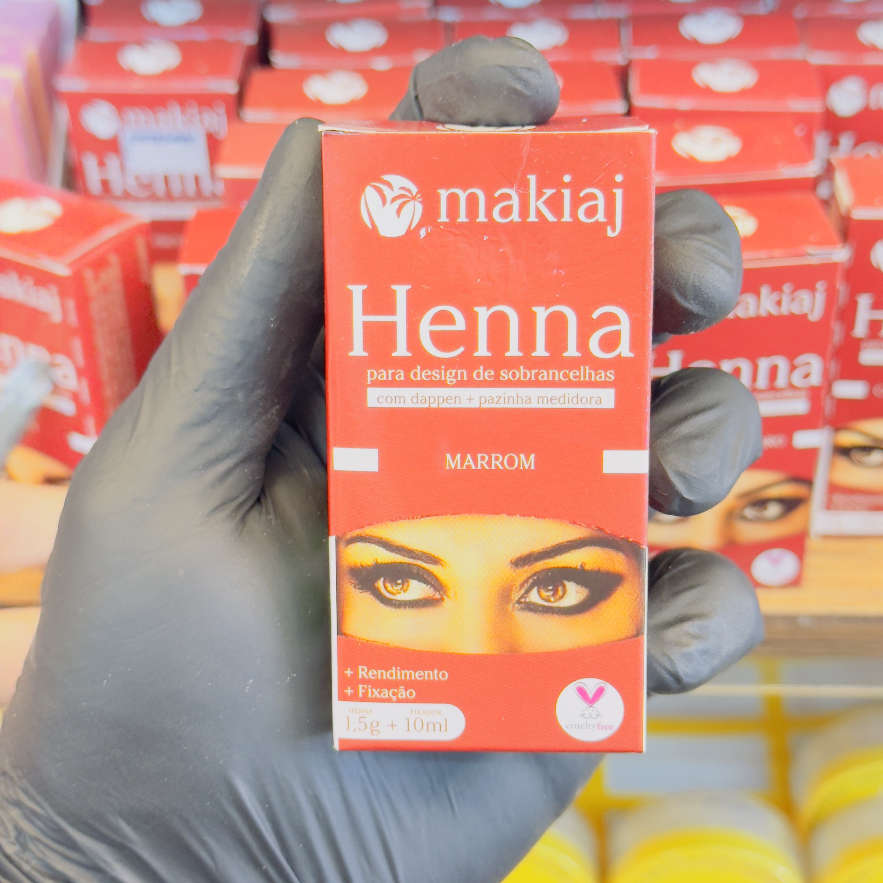 Henna Marrom Para Design de Sobrancelhas Makiaj 1,5g + 5ml