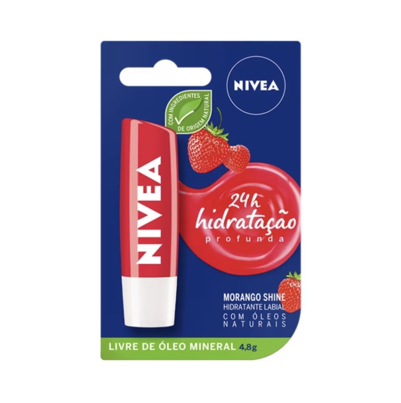 Hidratante Labial Nivea Morango Shine 4,8g