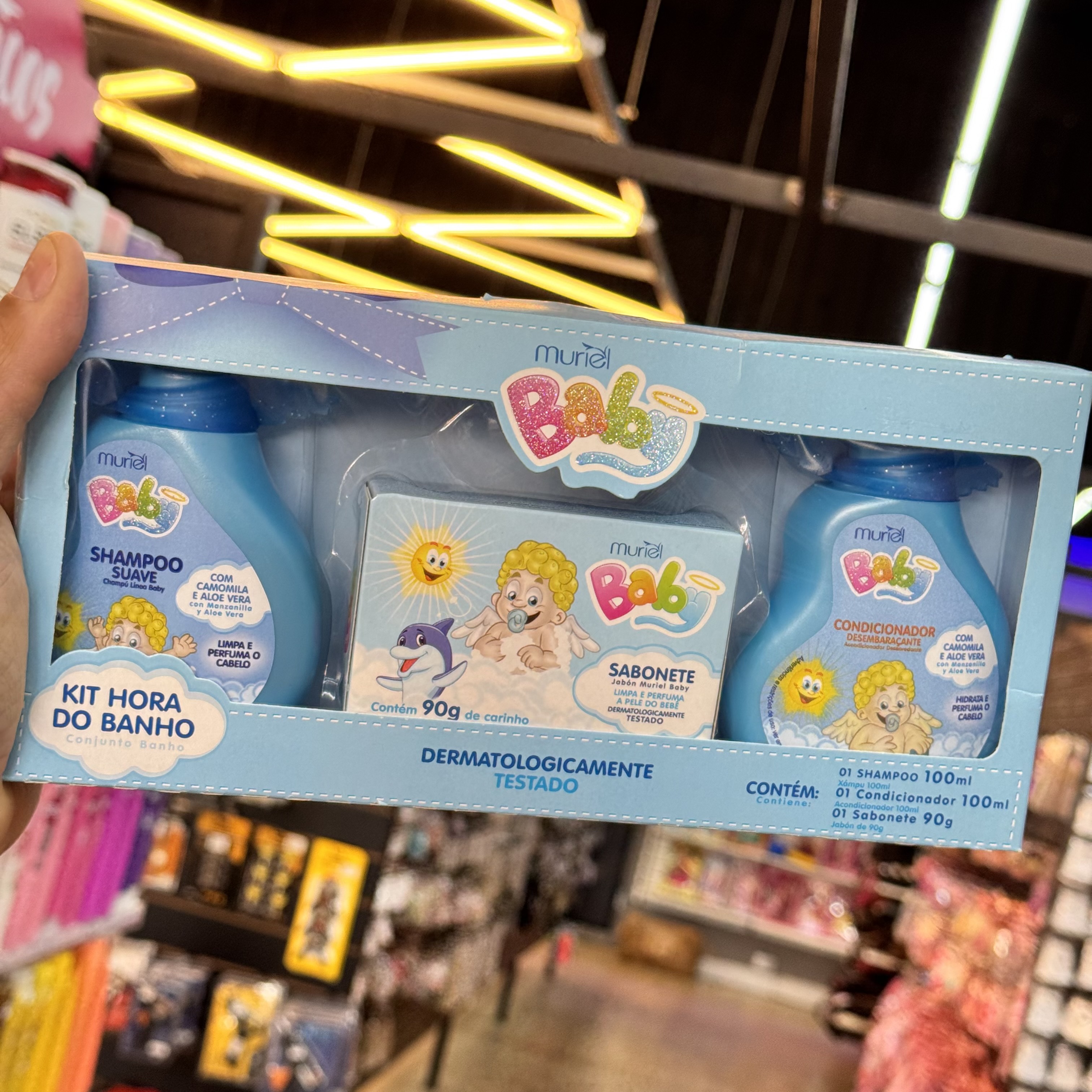 Kit Infantil com Sabonete Muriel Baby 100ml Azul Camomila e aloe e vera