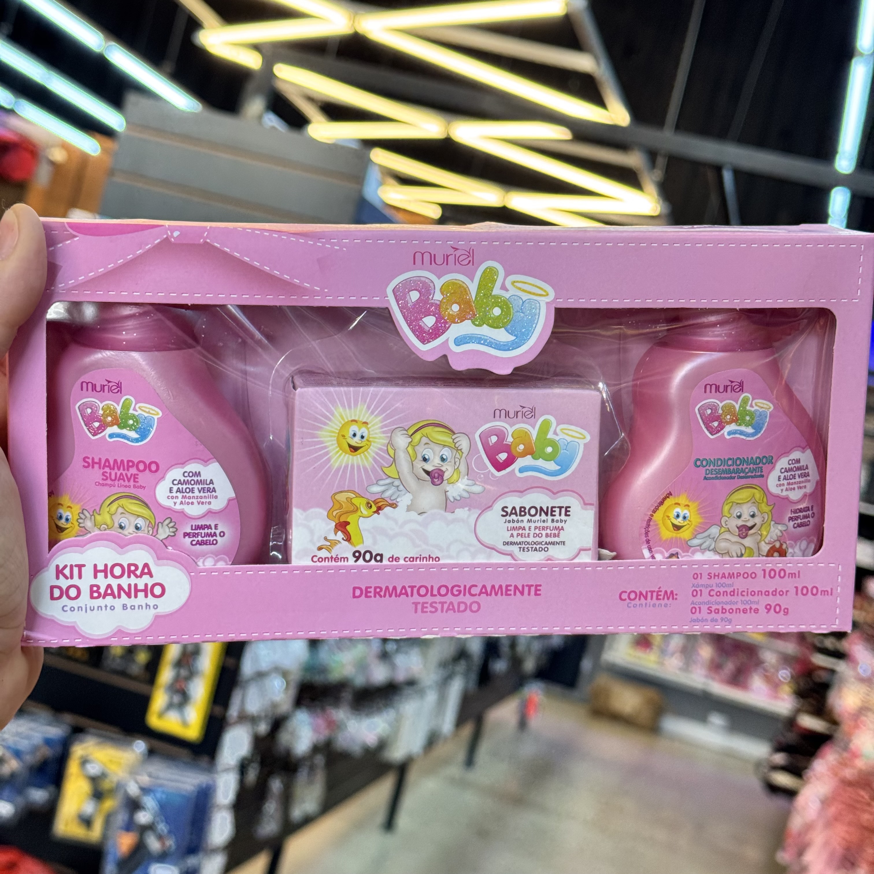 Kit Infantil com Sabonete Muriel Baby 100ml Rosa Camomila e aloe e vera