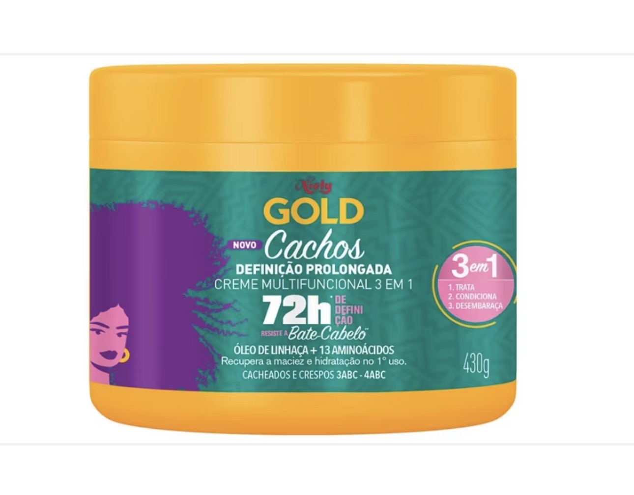 Máscara Capilar Niely Gold Cachos Óleo de Linhaça 430g