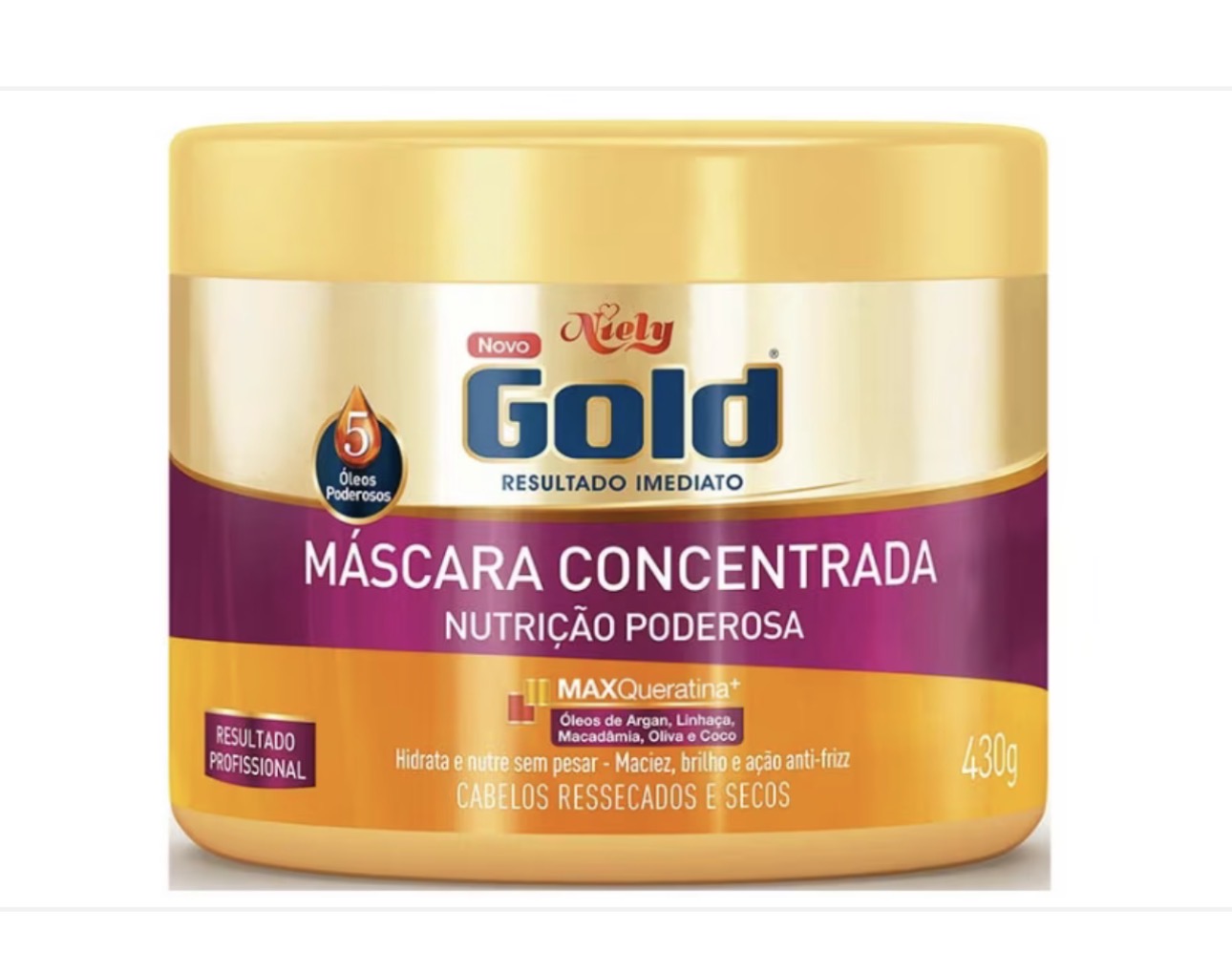 Máscara Capilar Niely Gold Óleo de Coco 430g