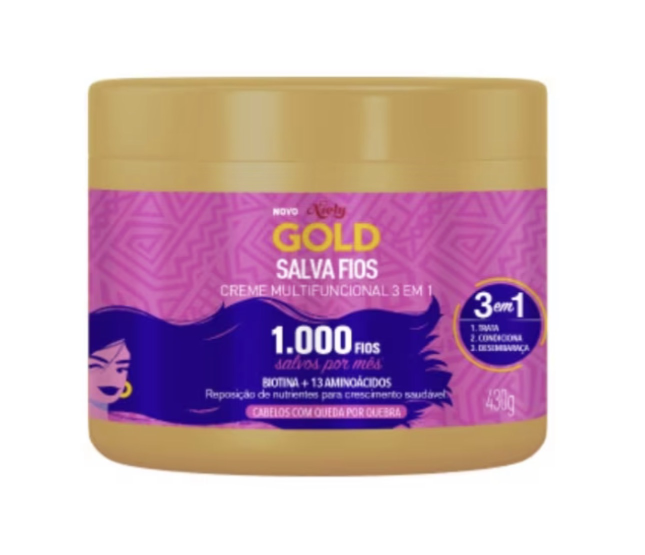 Máscara Capilar Niely Gold Salva Fios Biotina 430g