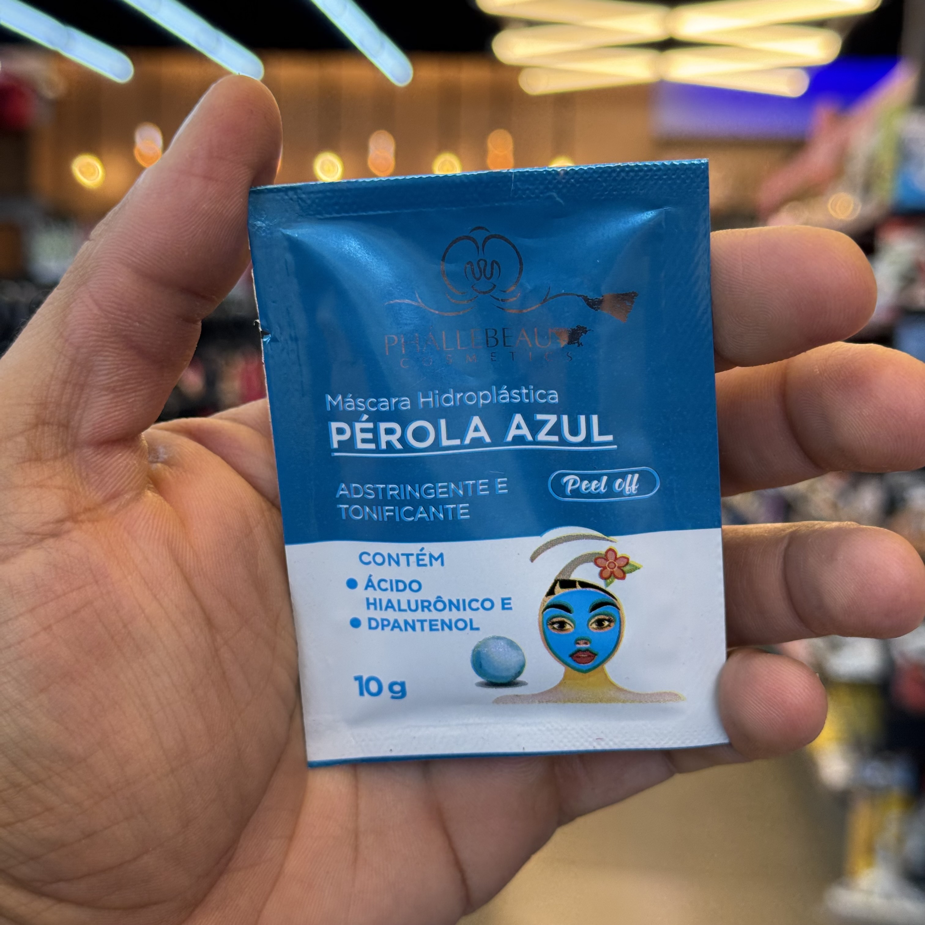 Máscara Facial Sachê Hidratante Pérola Azul Phallebeauty 10g