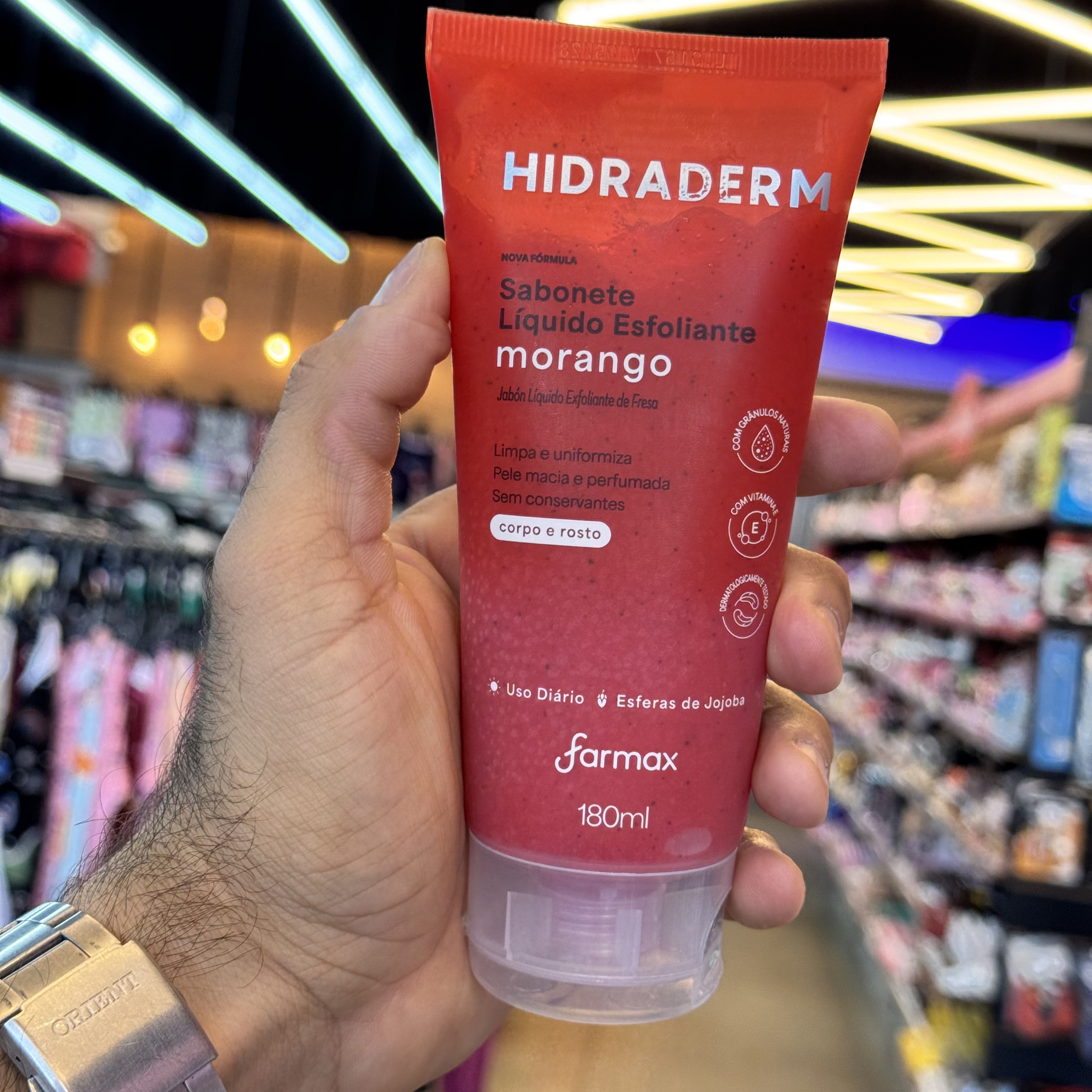 Sabonete Esfoliante Facial e Corporal  Hidraderm Morango 180ml