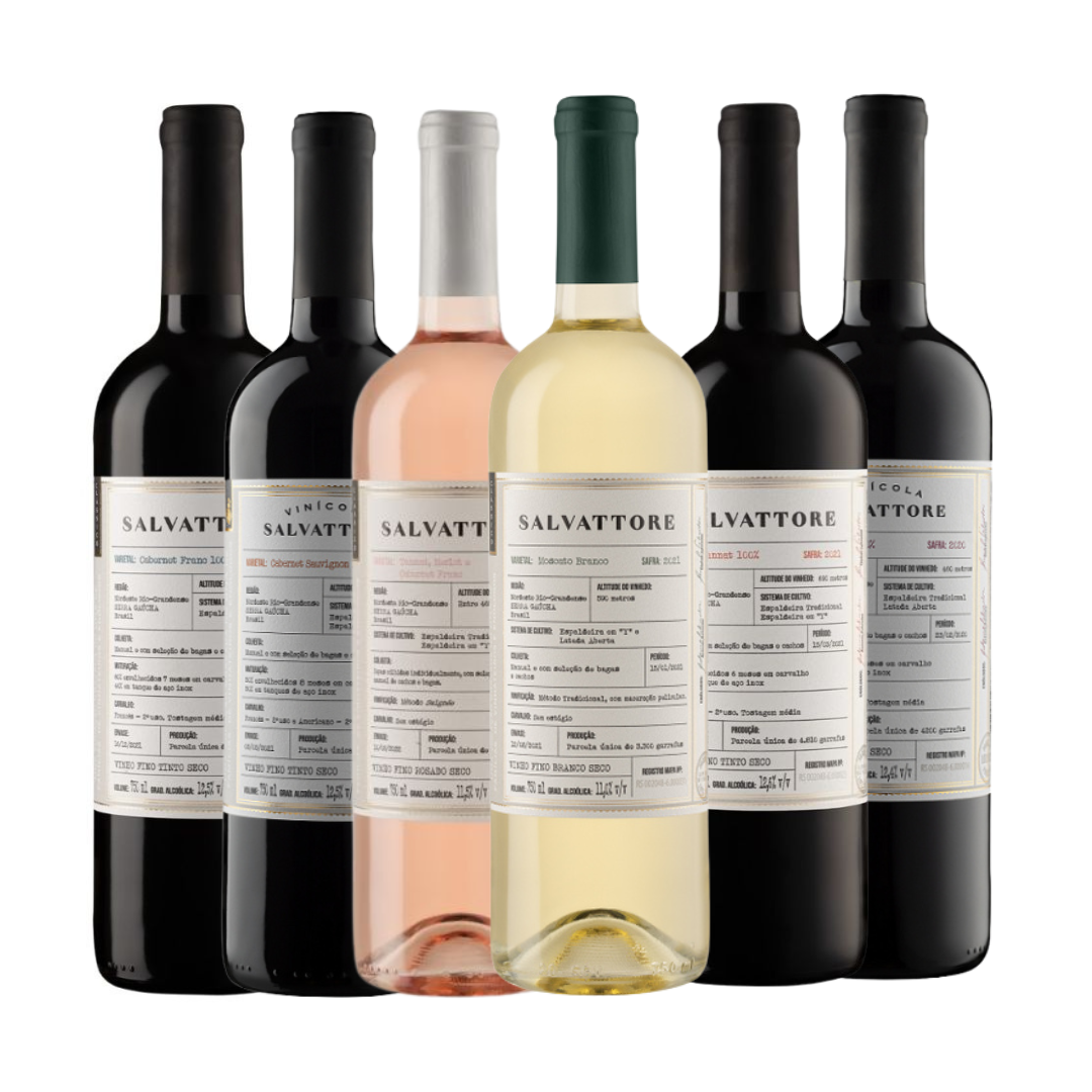 KIT EXPERIÊNCIA CLÁSSICA SALVATTORE 6 GARRAFAS 750ML